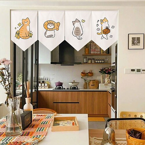 

gatos fofos cozinha restaurante capas de portas curtas cortinas suspensas cortinas de bandeira triangular cortinas curtas meia casa sala de estar cortinas divisórias decorativas