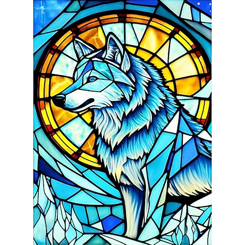 

1pc Animal DIY Diamond Painting Glass Crystal Painted Wolf Diamond Painting Handcraft Home Gift Without Frame