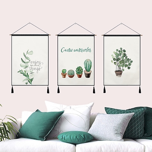 

Tapiz de pared bohemio tejido de cactus pequeño, decoración artística, manta, cortina colgante para el hogar, dormitorio, sala de estar, decoración nórdica, borla de lino y algodón