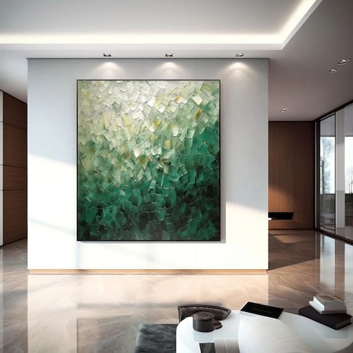  Handmade Oil Painting Canvas Wall Art Decoration Contemporary Green Abstract for Home Decor Rolled Frameless Unstretched Painting