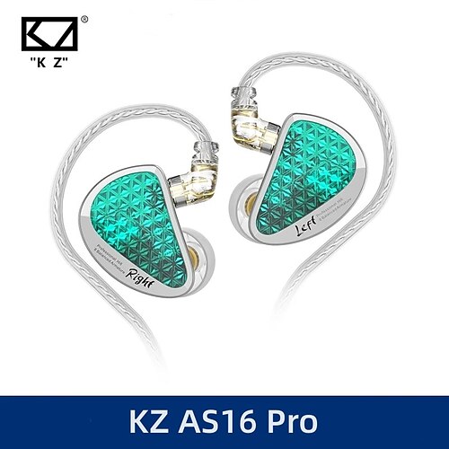 

KZ AS16 Pro In Ear Earphones with Mic 16BA Balanced Armature HIFI Bass Monitor Headphones Noise Cancelling Earbuds Sport Headset
