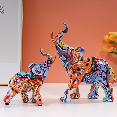 

Elephant Figurines, Colorful Elephant Statue, Graffiti Elephant Decoration, Large Elephant Statues, Home Decor, Suitable for Bedroom, Living Room Decoration, Office, Elephants, Lucky Charms