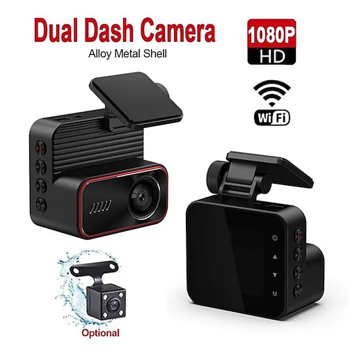 

Metal 2 Channel WIFI Car DVR HD 1080P Dual Lens Front And Rear Vehicle Dash Camera DVRs Video Recorder Dashcam Camcorder