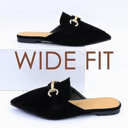 

Women's Flats Mules Slip-Ons Plus Size Loafer Mules Soft Shoes Outdoor Office Daily Flat Heel Pointed Toe Fashion Business Comfort Suede Black