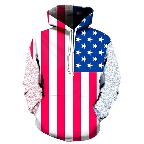 

Bandera de USA Dibujos Manga Pullover Anime Bolsillo delantero Gráfico Sudadera Para Hombre Mujer Unisexo Adulto Impresión 3D 100% Poliéster Fiesta Casual Diario