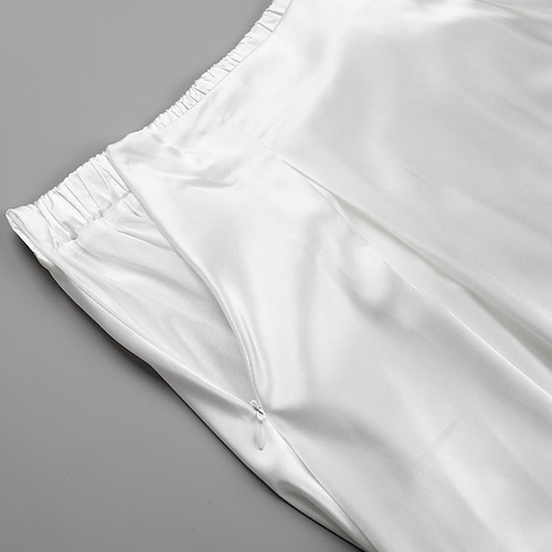 Femme Jupe Balançoire Jupe longue Elégant Mode Maxi Taille haute Jupes Couleur Pleine Plein Air du quotidien Noir Blanche Kaki Eté Satin