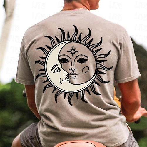  Férfi Grafika MOON Nap Póló Rövid ujjú póló 3D nyomtatás Terített nyak Ing Napi Dizájn Alkalmi Szabadtéri sport Szabadság Alkalmi Medence Lóhere Khakizöld Tavaszi nyár Ruházat S M L XL 2XL 3XL