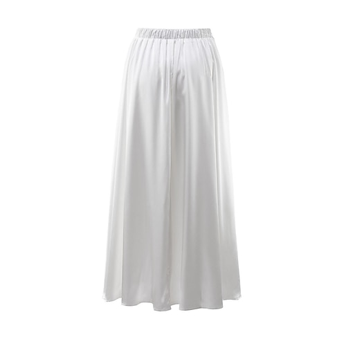  Femme Jupe Balançoire Jupe longue Elégant Mode Maxi Taille haute Jupes Couleur Pleine Plein Air du quotidien Noir Blanche Kaki Eté Satin