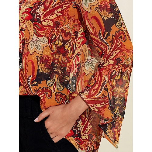  camicetta in chiffon con maniche a volant paisley