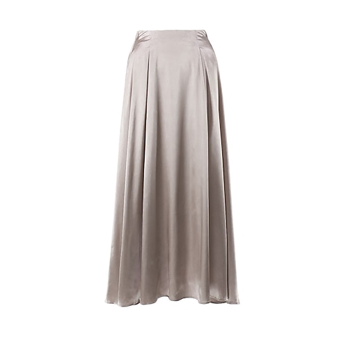  Femme Jupe Balançoire Jupe longue Elégant Mode Maxi Taille haute Jupes Couleur Pleine Plein Air du quotidien Noir Blanche Kaki Eté Satin