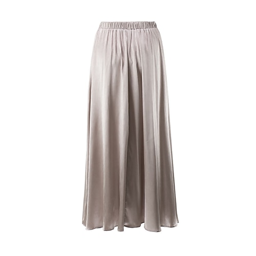  Femme Jupe Balançoire Jupe longue Elégant Mode Maxi Taille haute Jupes Couleur Pleine Plein Air du quotidien Noir Blanche Kaki Eté Satin