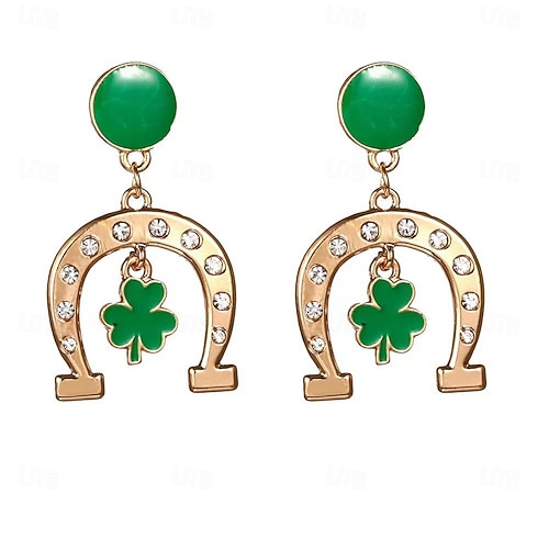  St. Patrick's Day Shamrock Irish Masquerade Earrings Adults' Women's Cosplay Party Masquerade Carnival Masquerade Saint Patrick's Day Easy Halloween Costumes