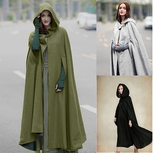 

Retro Vintage Medieval Hooded Cloak Shawls Viking Women's Lace Cosplay Costume Masquerade Party / Evening Cloak