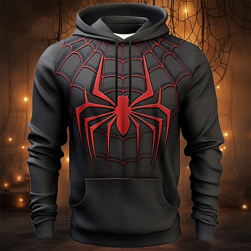 Halloween Spider Hoodie Mens Graphic Prints Daily Classic Casual 3D  Pullover Holiday Going Out Streetwear Hoodies Black Grey Red Dark Gray Long  Sleeve Web Cotton 2024 - $27.99