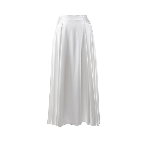  Femme Jupe Balançoire Jupe longue Elégant Mode Maxi Taille haute Jupes Couleur Pleine Plein Air du quotidien Noir Blanche Kaki Eté Satin