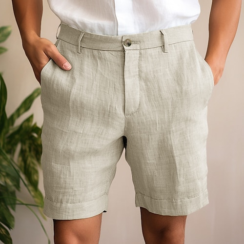 

Men's Shorts Linen Shorts Dress Shorts Summer Shorts Zipper Button Pocket Plain Comfort Breathable Outdoor Daily Going out Fashion Casual Black White