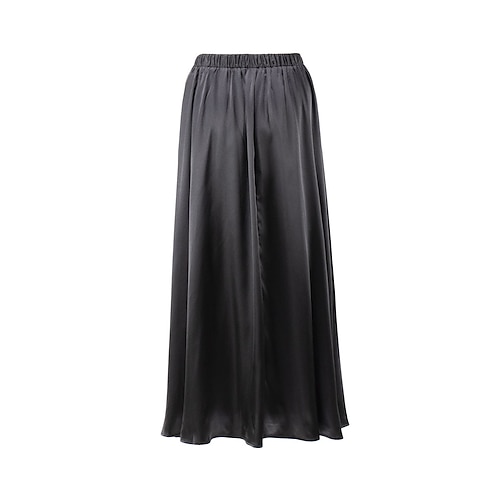  Femme Jupe Balançoire Jupe longue Elégant Mode Maxi Taille haute Jupes Couleur Pleine Plein Air du quotidien Noir Blanche Kaki Eté Satin