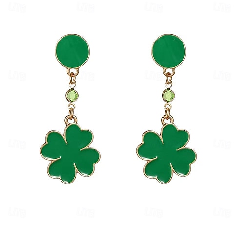  St. Patrick's Day Shamrock Irish Masquerade Earrings Adults' Women's Cosplay Party Masquerade Carnival Masquerade Saint Patrick's Day Easy Halloween Costumes