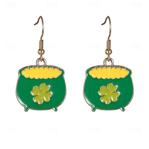  St. Patrick's Day Shamrock Irish Masquerade Earrings Adults' Women's Cosplay Party Masquerade Carnival Masquerade Saint Patrick's Day Easy Halloween Costumes