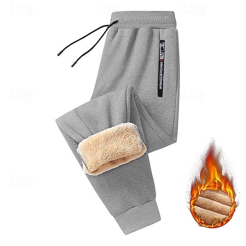 Men's Sherpa Fleece Pants Sweatpants Joggers Winter Pants Pocket ...