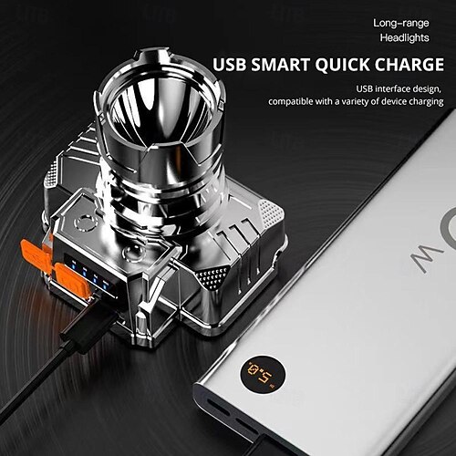  Linterna frontal de inducción con zoom 3 en 1, linterna frontal superbrillante con batería recargable de 800 mAh para uso en campamentos al aire libre