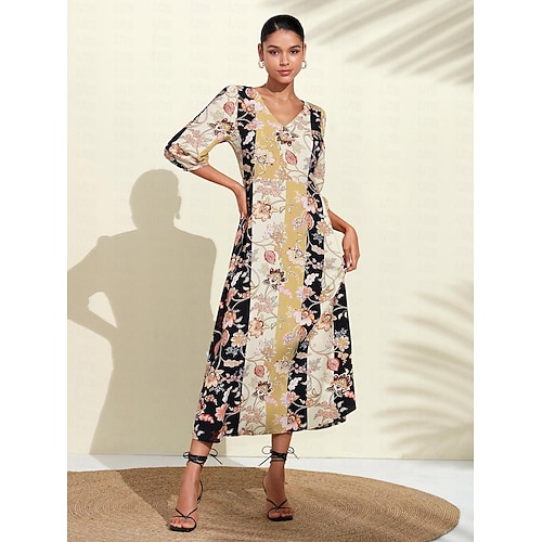 robe longue fleurie avec poche zippée