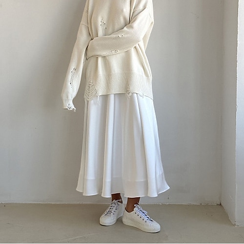  Femme Jupe Balançoire Jupe longue Elégant Mode Maxi Taille haute Jupes Couleur Pleine Plein Air du quotidien Noir Blanche Kaki Eté Satin