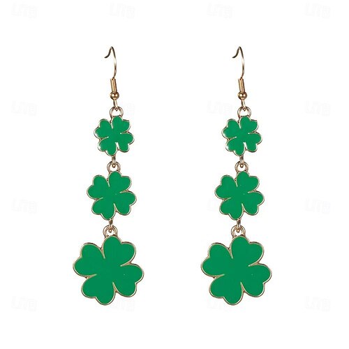 St. Patrick's Day Shamrock Irish Masquerade Earrings Adults' Women's Cosplay Party Masquerade Carnival Masquerade Saint Patrick's Day Easy Halloween Costumes