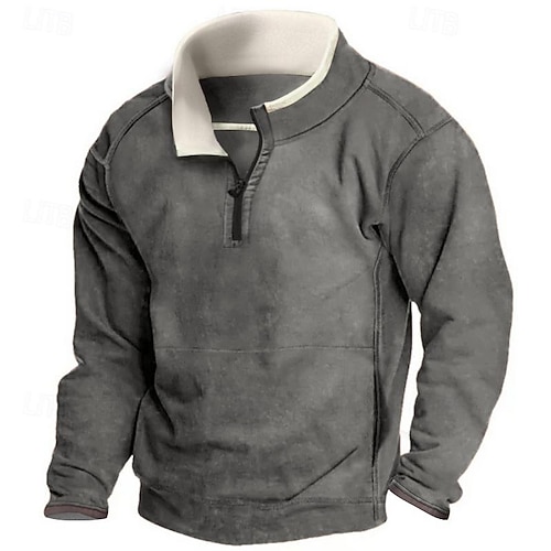 Mandarin Collar Military Green Hoodie Mens Men's Sweatshirt Black