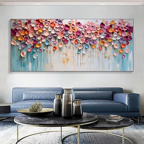  handgemaltes buntes Blumenölgemälde auf Leinwand, großes handgemachtes Wandkunst-Abstraktes 3D-Blumengemälde, Wanddekoration, Landschaftsmalerei, minimalistisches Gemälde für Wohnzimmerdekoration