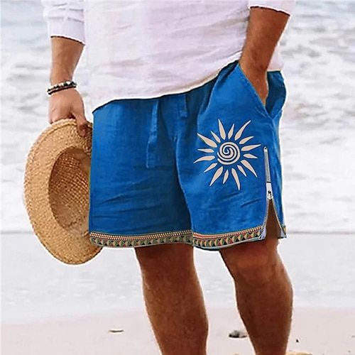  Męskie Słońce Wzory graficzne Spodenki surfingowe Szorty kąpielowe Bokserki kąpielowe Średni Talia Moda miejska Hawajskie Designerskie Codzienny Święto Plaża Zamek Kieszeń Elastyczny pas Projektant