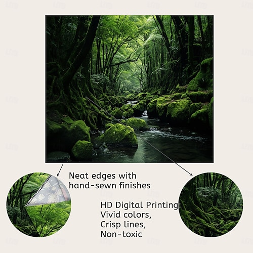  skog elv hengende billedvev veggkunst stor billedvev veggmaleri dekor fotografi bakteppe teppe gardin hjem soverom stue dekorasjon