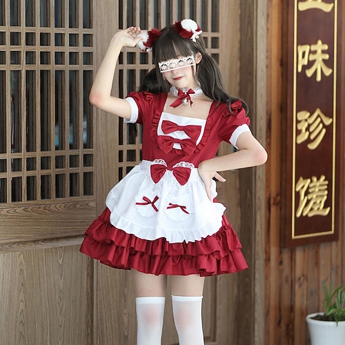 red maid dress Gothic devil lolita maid dress Cutiekill
