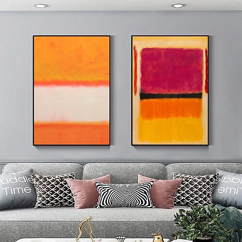  dipinto a mano mark rothko riproduzione artistica su tela rothko wall art abstract canvas wall art rosso e giallo mix pittura astratta minimalismo arte pittura decorazioni per la casa cornice