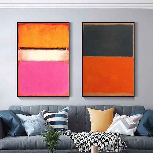  dipinto a mano mark rothko riproduzione artistica su tela rothko wall art abstract canvas wall art rosso e giallo mix pittura astratta minimalismo arte pittura decorazioni per la casa cornice