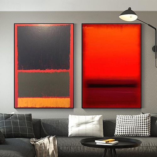 dipinto a mano mark rothko riproduzione artistica su tela rothko wall art abstract canvas wall art rosso e giallo mix pittura astratta minimalismo arte pittura decorazioni per la casa cornice
