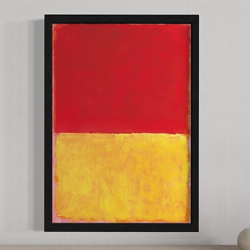  dipinto a mano mark rothko riproduzione artistica su tela rothko wall art abstract canvas wall art rosso e giallo mix pittura astratta minimalismo arte pittura decorazioni per la casa cornice