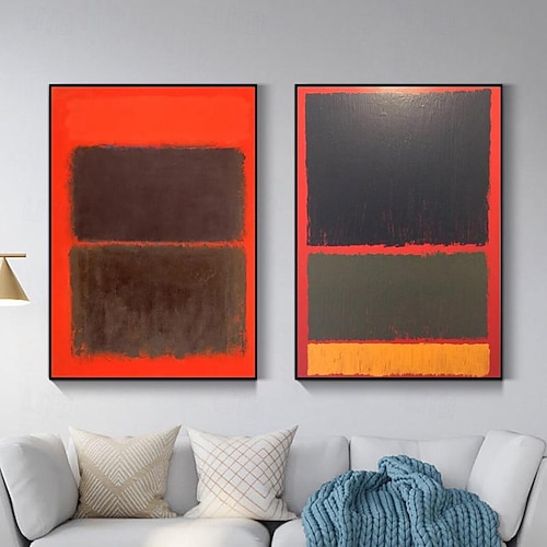  dipinto a mano mark rothko riproduzione artistica su tela rothko wall art abstract canvas wall art rosso e giallo mix pittura astratta minimalismo arte pittura decorazioni per la casa cornice