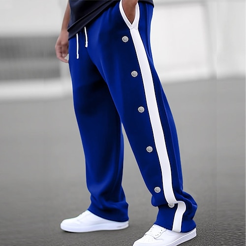 

Men's Sweatpants Wide Leg Sweatpants Joggers Trousers Straight Leg Sweatpants Drawstring Elastic Waist Side Button Plain Comfort Breathable Outdoor Daily Going out Fashion Casual Black White