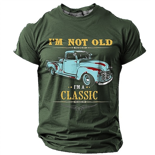 

I'm Not Old Classic Car Designer Retro Vintage Street Style Men's 3D Print T shirt Tee Sports Outdoor Holiday Going out T shirt Black Army Green Dark Blue Short Sleeve Crew Neck Shirt Spring & Summer