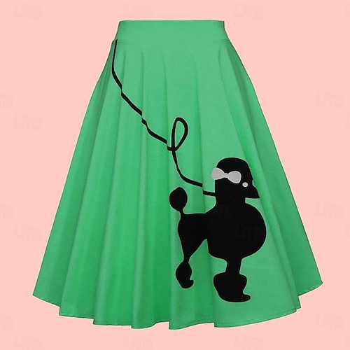 50s Poodle Skirts for Women Vintage High Waist A-line Skirt 1950s