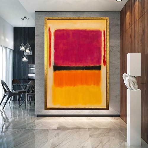  dipinto a mano mark rothko riproduzione artistica su tela rothko wall art abstract canvas wall art rosso e giallo mix pittura astratta minimalismo arte pittura decorazioni per la casa cornice