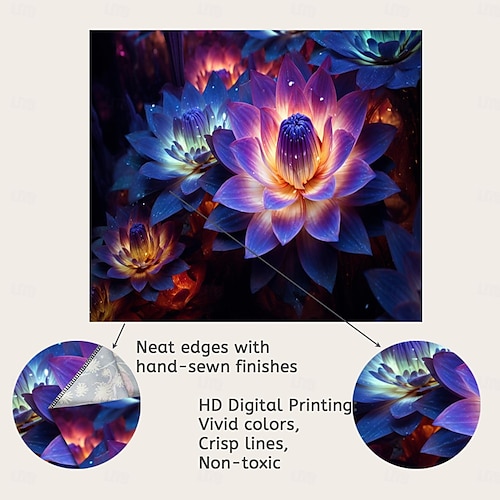  blacklight gobelin UV reaktív világít a sötétben ragyogás buli neon lótuszvirág természet pszichedelikus trippy ködös függő gobelin fali művészeti falfestmény lakhatáshoz