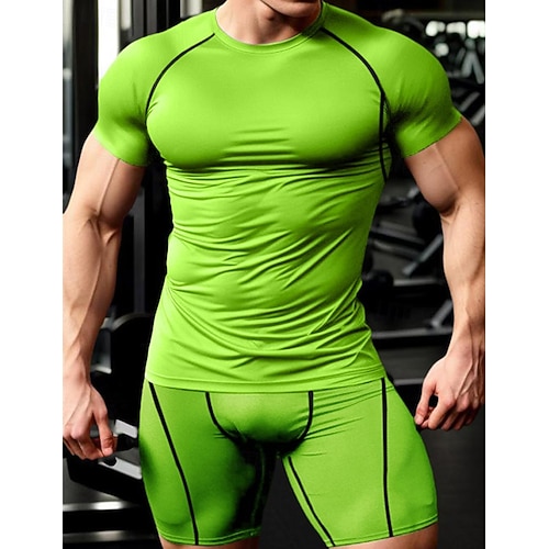 Niksa - Maglietta da compressione da uomo, maglietta da corsa a maniche corte con mesh sottobraccio, maglietta funzionale a maniche corte traspirante da sport da uomo per running, workout, fitness, S