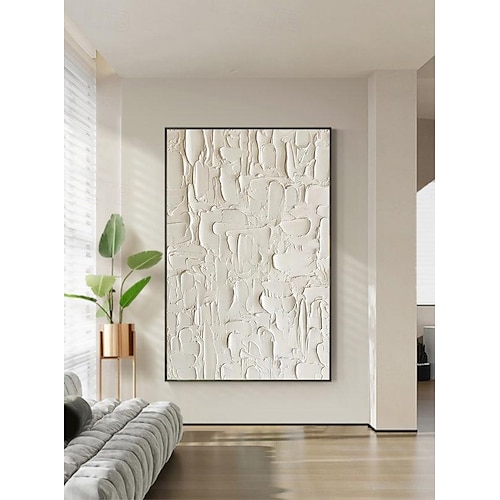  Beige Texture Wall Art Wabi-sabi Wall Art Solid Beige Minimalist Painting Large Beige Plaster Wall Art Beige Rippled 3D Texture Painting