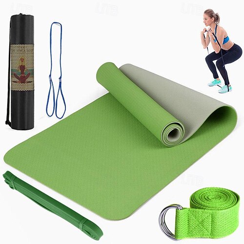 TPE6mm Two tone Yoga Mat Set of Five Pieces for Sports Fitness