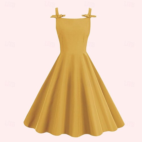 Retro Vintage 1950s Rockabilly Dress A-Line Dress Swing Dress Fancy Dress  Women's Halloween Carnival Masquerade Daily Wear Bachelorette Party Adults  Dress Homecoming Dresses 2026 - CAD $42.99