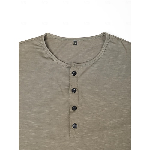  Herren T Shirt Henley Shirt T-Shirt Glatt Henley Strasse Urlaub Kurze Ärmel Taste Bekleidung Designer Basic Moderne zeitgenössische