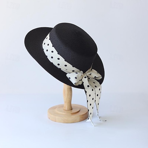 Elegant Retro Vintage Rockabilly Fascinator Straw Sun Hat  display picture 3