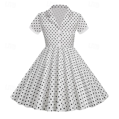 Polka Dots Retro Vintage 1950s Grease Outfits Dress A-Line Dress Flare Dress  Polka dots Fancy Dress Girls' Christmas Halloween Carnival Event / Party  Cocktail Party Prom Kid's Dress 2026 - CAD $32.99